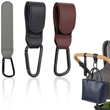 BIKPRST 3 Pezzi Ganci Per Passeggino Universali, Accessori Passeggino Per Porta Borse Della Spesa, Cambio Bambino, Zaini, Mamma Pannolino Borsa, Ganci Passeggino Antiscivolo, Cuciture Extra Forti