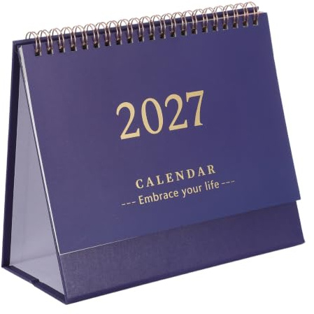 FUNNETOYU Skrivbordsblock Kalender med Minimalistisk Design Trådbunden Veckoplanerare från till December Mörkblå Desktop Kalender för och Organiserad Planering