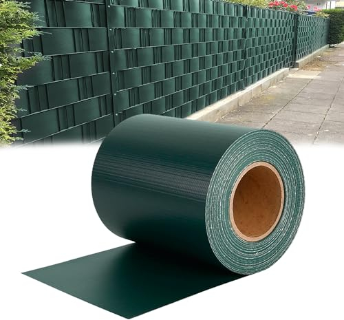 LARS360 65m x 19cm PVC Valla Protectora de privacidad Cinta de protección Visual Rollo Aislamiento Aislante para balcón, jardín, Color Verde