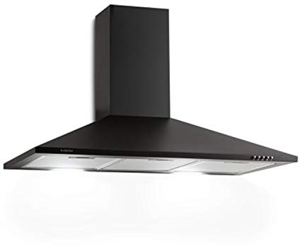 Klarstein Zugspitze 90 Cooker Hood, Wall Cooker Hood, 65 W, Max 310 m³ / h Exhaust Air Capacity, Exhaust Air / Circulating Air, Hob Light, Including Mounting Material and Grease Filter, Black