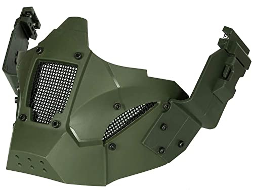 Aoutacc Airsoft Halbmaske Stahlgeflecht für CS/Jagd/Paintball / Shooting, OD