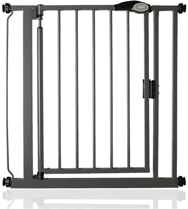 Safetots Tryckmonterad Självstängande Trappgrind, 75 cm - 82 cm, Skiffergrå, Självstängande Bebisgrind, Säkerhetsbarriär för Småbarn, Enkel Installation
