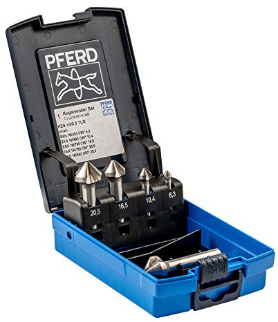 PFERD TOOLS HSS Kegel-/Entgratsenker-Set, 5-tlg. | 90°, Ø 6,3-25,0 mm, DIN 335 C | 25202153 - zum Versenken von 90°-Schrauben