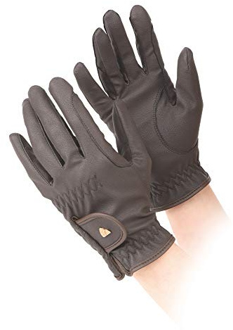 Shires Aubrion PU Synthetic Leather Horse Riding Gloves Child - Brown X-Large, Brown