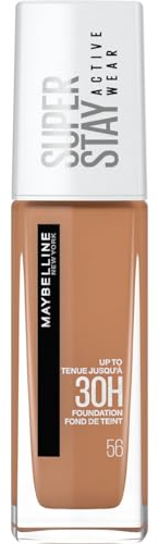 Maybelline New-York - Fond de Teint Liquide Longue Tenue, Sans Transfert, Haute Couvrance - Superstay Active Wear 30h - Teinte : Toffee (56) - Contenance : 30 ml