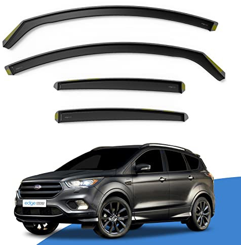 EdgeVisors Wind Deflectors | Fits: Ford Kuga MK2 (2012-2019) 5 Door SUV 4pc Set | In-Channel Rain Guards for Wind, Rain & Sun Protection, Easy Installation - Tinted