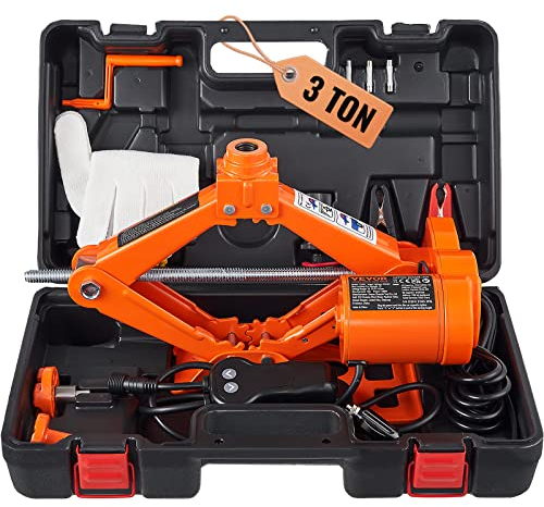VEVOR Kit di Attrezzi per Martinetto Elettrico a Forbice per Riparazione dell'Auto Veicolo Carico Massimo 3 Tonnellate CC 12V 15A, Cassetta di Attrezzi per Martinetto Elettric Forbice Controllo Remoto