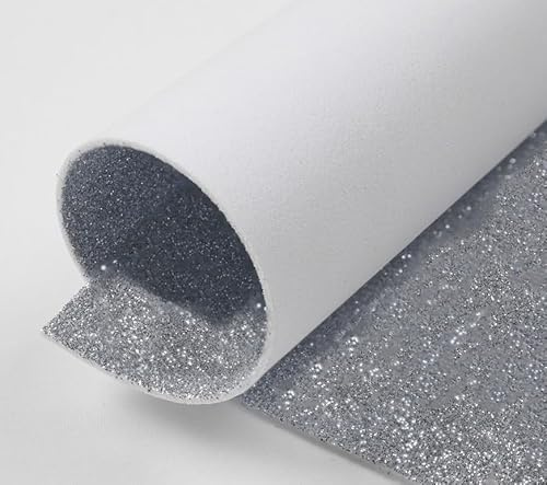 Generico 5 Fogli Gomma Eva Glitter 40x60 cm - 2 mm per Torte e Decorazioni | Schiuma Eva PROGETTI ARTISTICI Artigianali Fai da Te Carta BRICOLAGE (Argento)