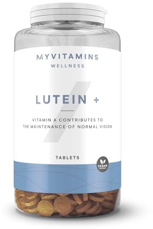 Myvitamins Lutein+ Tablets – 10 mg Lutein & Bilberry Extract, Vitamin A, Zinc & Riboflavin – 30 Capsules -Unflavoured – Supports Normal Vision, Reduces Eye Fatigue & Protects Cells