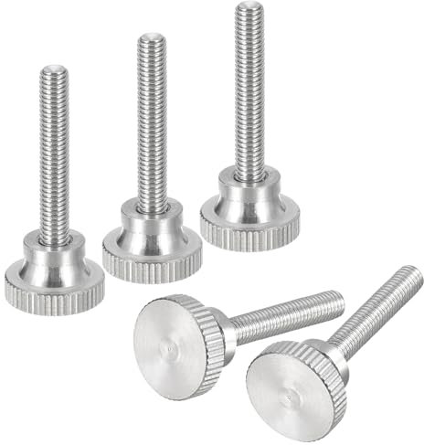 sourcing map Lot de 5 vis moletées M5 x 30 mm en acier inoxydable 304 à tête plate moletée avec boutons de fixation