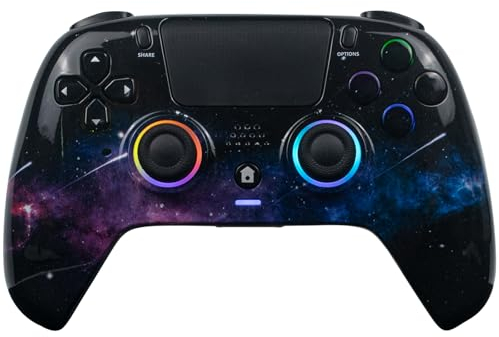 DuLingKer Controller Wireless Compatibile per PS4, Game Controllers con Hall Effect Stick/Trigger(NO Drift), Doppia Vibrazione, Luce RGB, Audio, Pulsante M1/M2, Joystick Compatibile con PS4/Pro/Slim