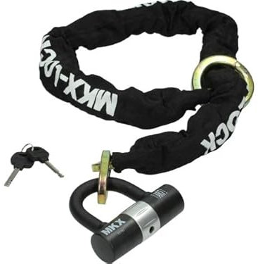 Kettenschloss MKX U-Lock 120cm ART 4 mit großem Ring | hergestellt aus hochwertigen Stahl | enthält ART 4 Markenzeichen | wird benutzt bei | Diebstahlsicherung | Schwarz