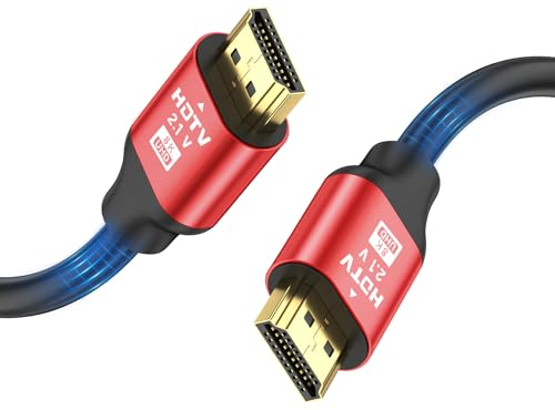grofyllaa 8K câble Hdmi 1M, câble Hdmi 2.1 haute vitesse 8K@60Hz 4K@120Hz, connecteur plaqué or 3D eARC HDCP 2.2 et 2.3 pour HDTV/Blu Ray lecture/projecteurs/ordinateurs portables /PS4/PS5 (Rouge)