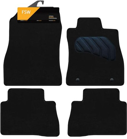 FSW - Car Floor Mats Fits Nissan Juke F15 2010-2019 - Tailored Mats - Black Carpet - PVC Cushioned Heel Pad - Anti Slip Mat - Non Slip - Granulated Backing - 4 Pc Floor Mat