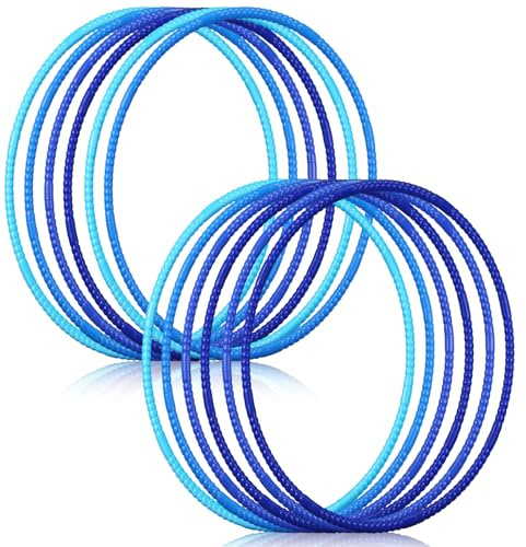 Sratte 12 Pcs Toy Hoop for Kid Detachable Adjustable Toy Hoop Colored Exercise Ring Plastic Circle for Kid Teen Gymnastics Equipment Require Self Assembly (28 Inch,Blue Series)