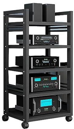 Audio Rack HiFi Regal Audio-Rack-Medienständer Mit Großer Kapazität, Verstellbares Medienregal for Heimkino, Robustes Audio-Rack Mit Mehreren Ebenen, Vielseitiger Audiovisueller Ständer Mit Stauraum
