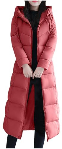 KOG Winterjacke Damen Daunenjacke Winter Jacke Baumwolle Fahrradmantel Puffer Jacke Oberteil Sale Angebote Mode Hemdjacke Basic Kapuzenpullover Teenager Mädchen Gutschein Wassermelonenrot 3XL