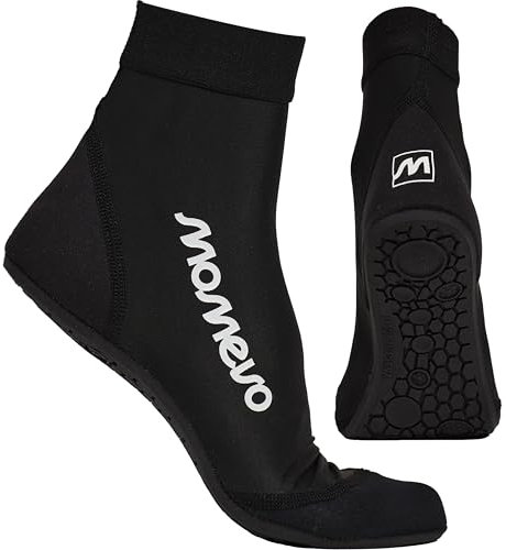 Momevo - Splashies Wasserschuhe - Seeigelfeste Badeschuhe aus Neopren mit Stabiler Sohle - Schützt vor Spitzen Gegenständen für Komfortables Laufen am Strand - Unisex Schwarz 38/39