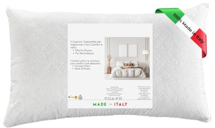 GM Cuscino Letto Guanciale per Dormire Imbottitura Standard Antiacaro Anallergico Traspirante per letto Matrimoniale Singolo con Federa Trapuntata Lavabile Made in Italy