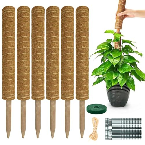 YAWAHOME Tuteur Plante Tuteur Monstera 6pcs 42cm Long Up to 193cm Tuteurs Coco, Support Plante Grimpante Pliable pour Plantes Monstera Extension Maison Jardin de Support de Plantes