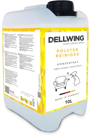 Dellwing Detergente per tappezzeria concentrato 10 l, detergente per divani, tappeti, sedili auto e materassi, adatto per estrattori, aspirapolvere a umido e pulizia manuale, Made in Germany