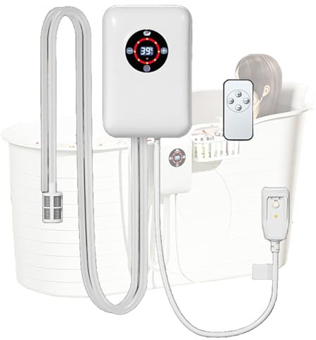 Weyot Water Heater for Bath, Portable Small Pool Heater with Thermostat, 30-43°C Constant Temperature Control, Multiple Safety Features, For Bathtubs, Small Pools, Hot TubsWhite,22x14.8x7.5cm
