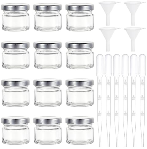 OLYCRAFT 12 Pcs 25ml Mini récipients d’Encre encrier en Verre encrier à Calligraphie Portable Bouteilles avec Compte-Gouttes en Plastique 6Pcs et entonnoirs 4Pcs Petite Bouteille pour Calligraphie