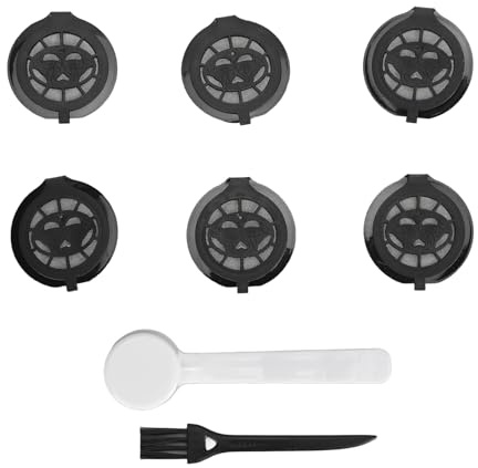 Fdit Coffee Filter Capsule Refillable Capsules Pods Spoon Brush for Compatible with the Environment Beer Customizable Plastic Easy to 6 Pieces