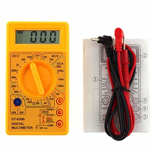 Cuigu Multimètre Numérique DT-830B Automatique Gamme Numérique Testeur Electrique Digital LCD Voltmètre Ampèremètre Ohmmètre Tester (Jaune)