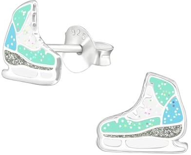 Monkimau Mädchen Ohrringe Schlittschuh Ohrstecker aus 925 Sterling Silver Silber