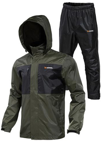 Rodeel Traje impermeable de pesca para hombre (chaqueta y pantalón), A-verde, Large
