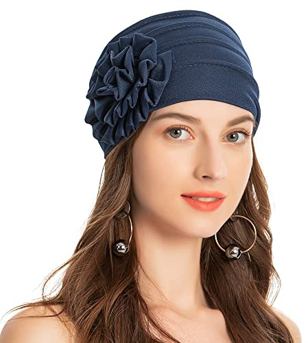 ZLYC Berretto Beanie Estivo da Donna Elastico per chemioterapia con Fiori, Taglia Unica