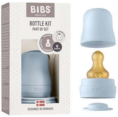 BIBS Bottle Kit - Teil des Sets, Kombinierbar mit BIBS Glass Bottles in verschiedenen Größen, Bottle Kit Color - Part of Set, Baby Blue