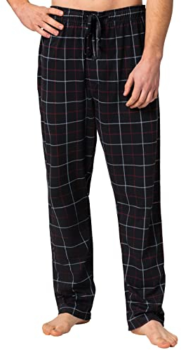 Hanes Pantaloni del pigiama del cotone per gli uomini Lounge Bottoms, tessuto di raffreddamento X-Temp di Pjs, pigiameria invernale di Natale di Halloween, Griglia nera, XXL