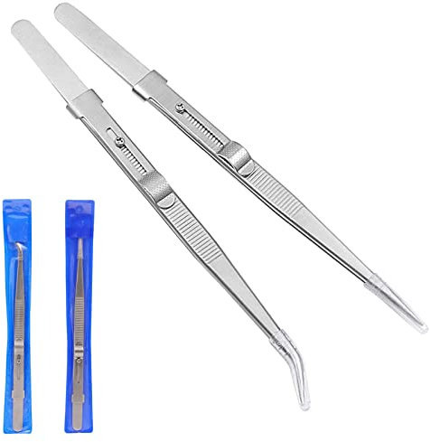 Treki 2pcs Pinzas de Joyería de Bloqueo Deslizante Ajustable Pinzas de Acero Inoxidable Pinzas de Precision Cerradura para Reparacion Electrónica Laboratorio Diamantes Artesanía Soldadura