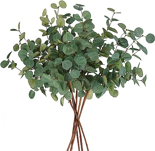 LOMOHOO 6Stück Künstliche Pflanze Eukalyptus Deko,72cm Künstlich Eukalyptus Zweige Blätter Eukalyptus Pflanze Deko Grün Trockenblumen Eukalyptus für Bauernhaus Home Party Vase Hochzeit Tischdeko
