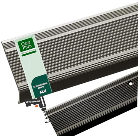 Casa Pura aluminiumvinkel trapprofil L-profil perforerad | champagne | anodiserad trappkantprofil för parkett och laminat 1 st., 134 cm längd 3 x 2 cm – integrerad