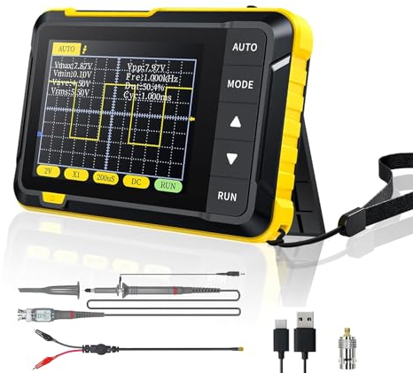 Oszilloskop Handheld, 400V 200 kHz 2,5 MS/s Oszilloskop, Echtzeit-Abtastrate Handoszilloskop mit OTA-Upgrade-Funktion, Tasche Oszilloskop für Einsteiger, Tragen Oszilloskop-Instrument