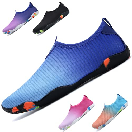WateLves Badeschuhe Damen Herren Wasserschuhe Schwimmschuhe Strandschuhe Aquaschuhe Schnell Trocknend Surfschuhe Unisex Sommer(Blau 44)