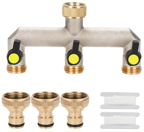 Drado 3/4 Robinet 3 Voies, Répartiteur à Trois Voies pour Les systèmes d'irrigation, débit d'eau réglable(Jaune)