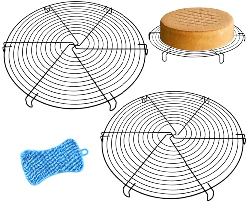 LdawyDE Kuchengitter Abkühlgitter 2er-Set, 32 cm Rund Kuchengitter Auskühlgitter, Abkühlgitter Edelstahl zum Torten Brot für Backen Kühlen, Küche Dämpfen Abtropfen Cooling Rack