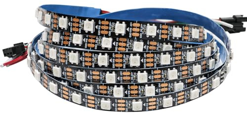 Tesfish WS2812B LED Remsa 5V, 2m RGB Pixel Strip 5050 120 LEDs IP30 Flexibel Svart PCB Fullfärg Individuell Adresserbar Smart Ljus för Reklamdekoration DIY Projekt