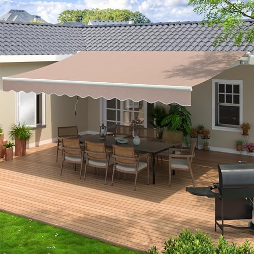 Patio Retractable Awning 13 x 8.2 ft Sun Shade Shelter Cover,Outdoor Patio Awnings for Shop, Restaurant, Cafe, Courtyard, Balcony