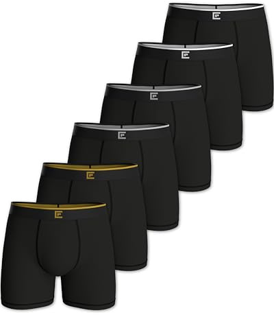 Pierre Calvini Mens Underwear - Bamboo Boxers Mens Multipack - Soft Breathable Tag Free Mens Boxer Shorts - Anti Chafing Boxers for Men w/Moisture Wicking Comfort & Longer Leg - 6 Pk - Black - XL