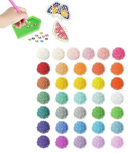 Diamond Painting Round Drills Perline, Diamante Pittura Perline Diamante, Accessori per Pittura Diamante, Adatto per Decorare Portachiavi, Manicure, 36 Colori (1000 Pezzi per Colore), Colore Casuale