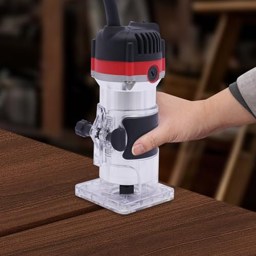 Fresatrice elettrica per bordi in legno, 800 W, fresatrice professionale, fresatrice per legno, fresatrice per lavorazione del legno, con base trasparente e guida per il montaggio