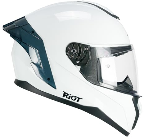 CGM Riot Casco Integral, Adultos Unisex, Color Blanco, L (59-60cm)