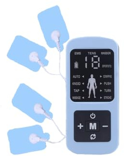 SFSSWSRYDF Elettrostimolatore muscolare EMS TENS Dispositivo 8 modalità dispositivo di terapia del dolore con 2 canali,Light blue