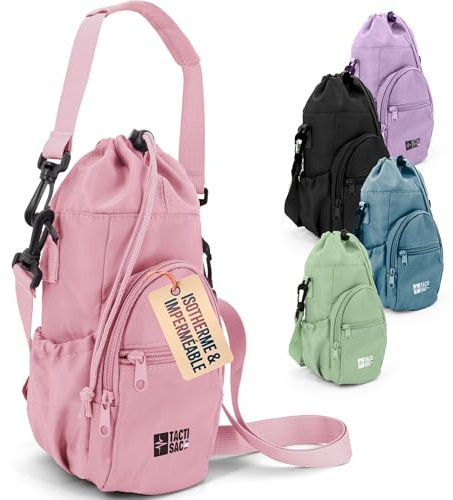 Tacti Sac – Sac Porte Bouteille Eau et Gourde Isotherme Transportable - 1.5L - Idéal Randonnée, Sport & Voyage - Bandoulière Ajustable, Étanche avec Rangement Téléphone & Ultra Léger