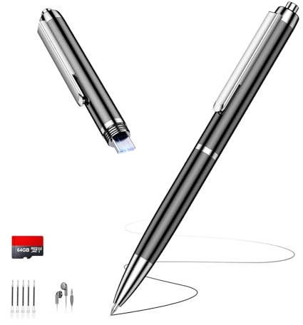 64GB Digital Voice Recorder with USB Type C, 4800Hrs Recording Storage Duration Dictaphone, Voice Activated Recording Recorder with AI Noise Reduction, Recording Device for Classes Meetings Lectures